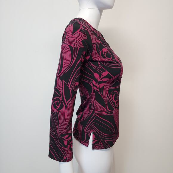 Vintage Y2K Flare Sleeve Top Size L Psychedelic V-neck Runs Small Un Deux Trois - Picture 2 of 12